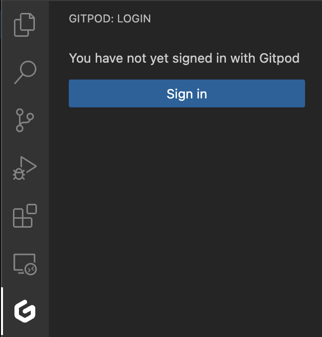 Sign in VS Code from Gitpod view