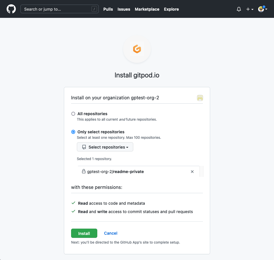 GitHub App repo authorization