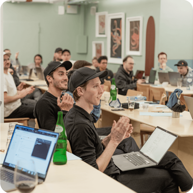 Gitpod team members in a hackathon on the website