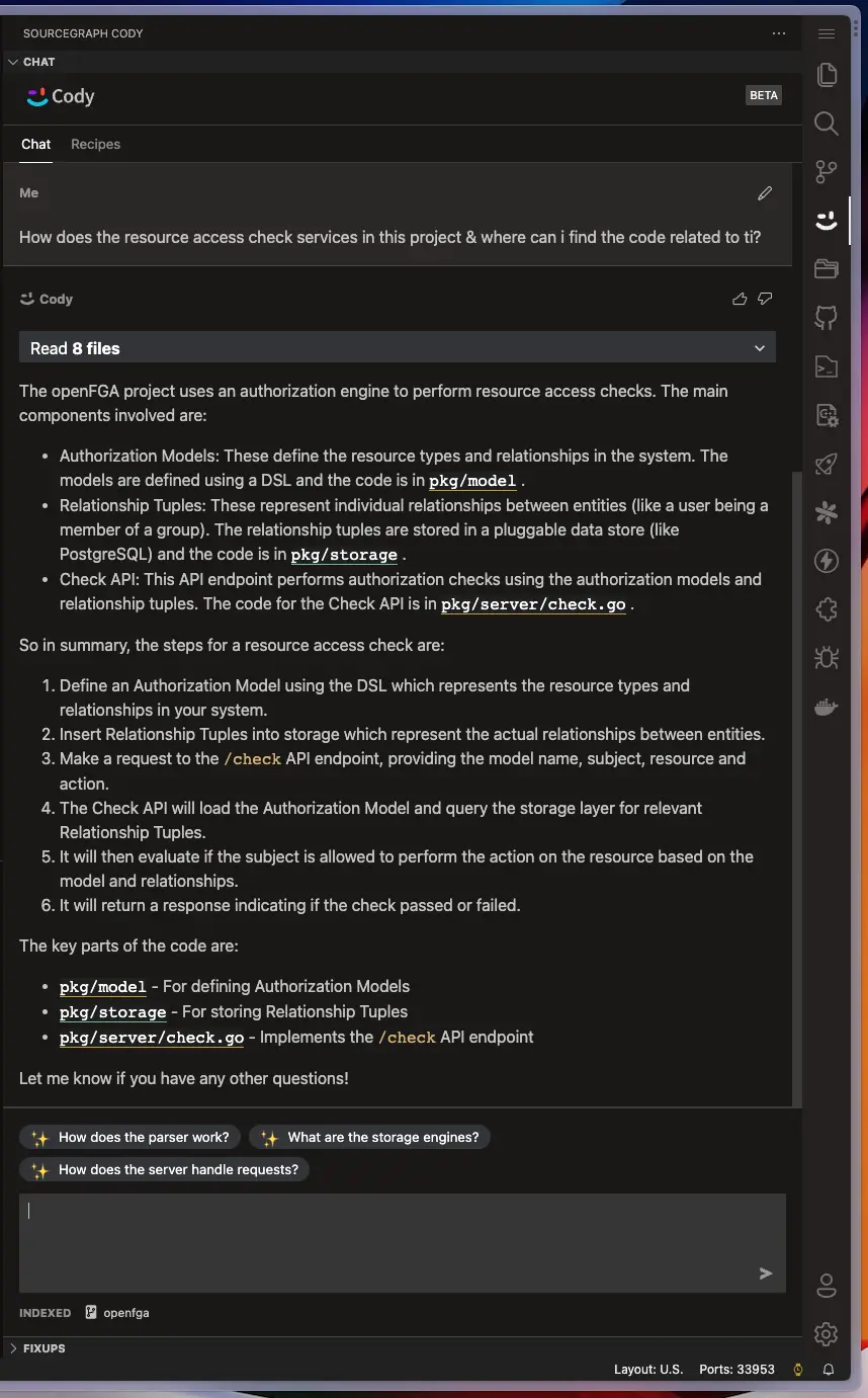 Sourcegraph Cody Result for How does the resource access check services in this project & where can i find the code related to it?