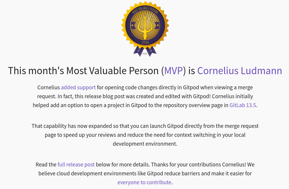 GitLab MVP of release 14.2