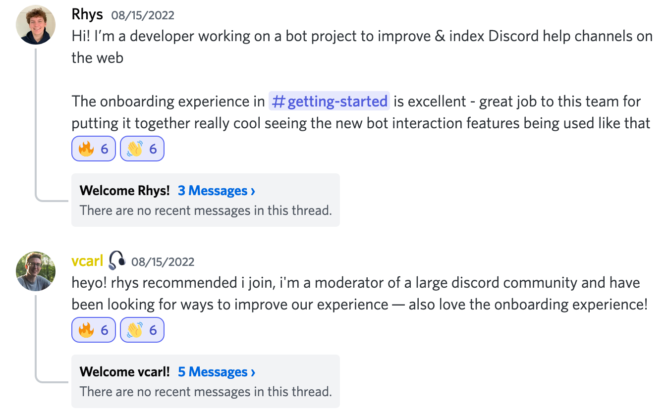 Onboarding experience on Discord