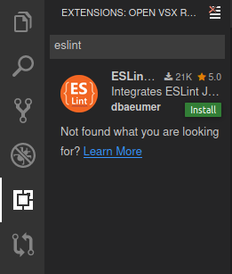 Install ESLint in Gitpod