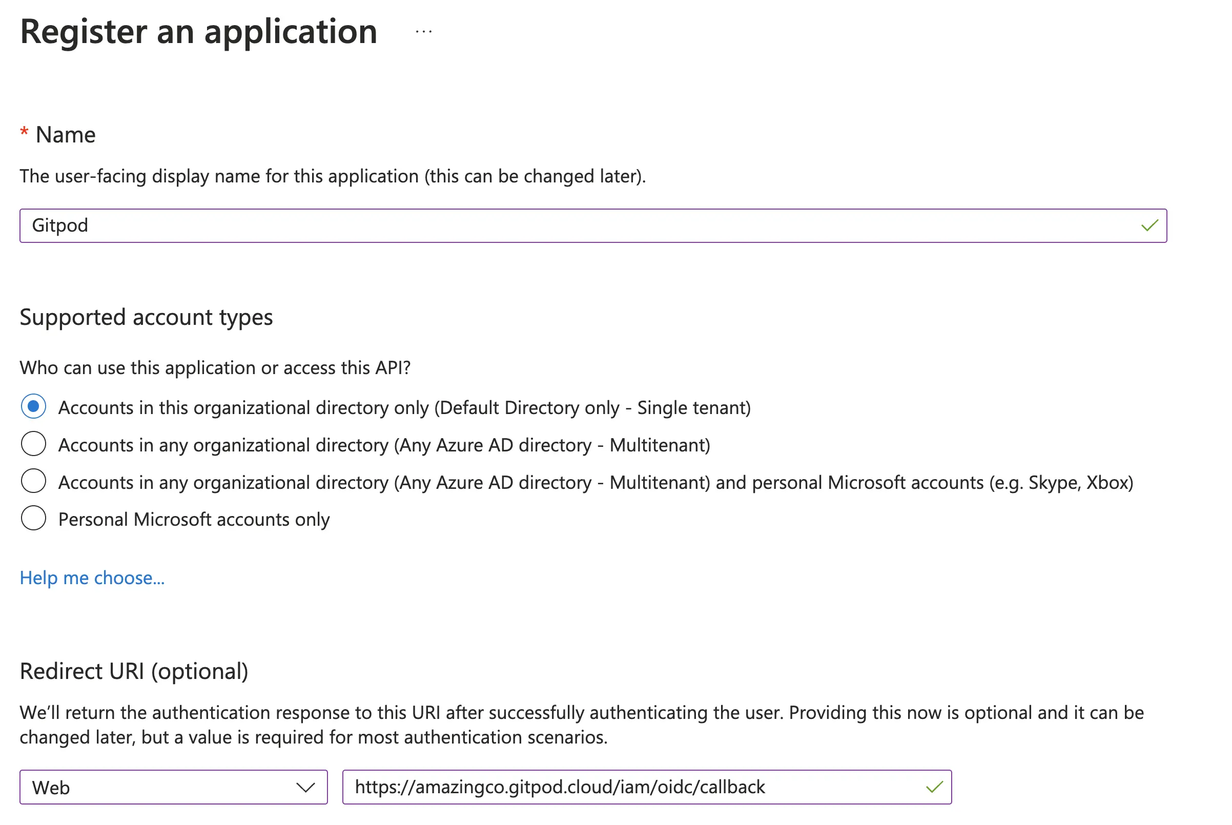 Register Application - Azure AD Dashboard