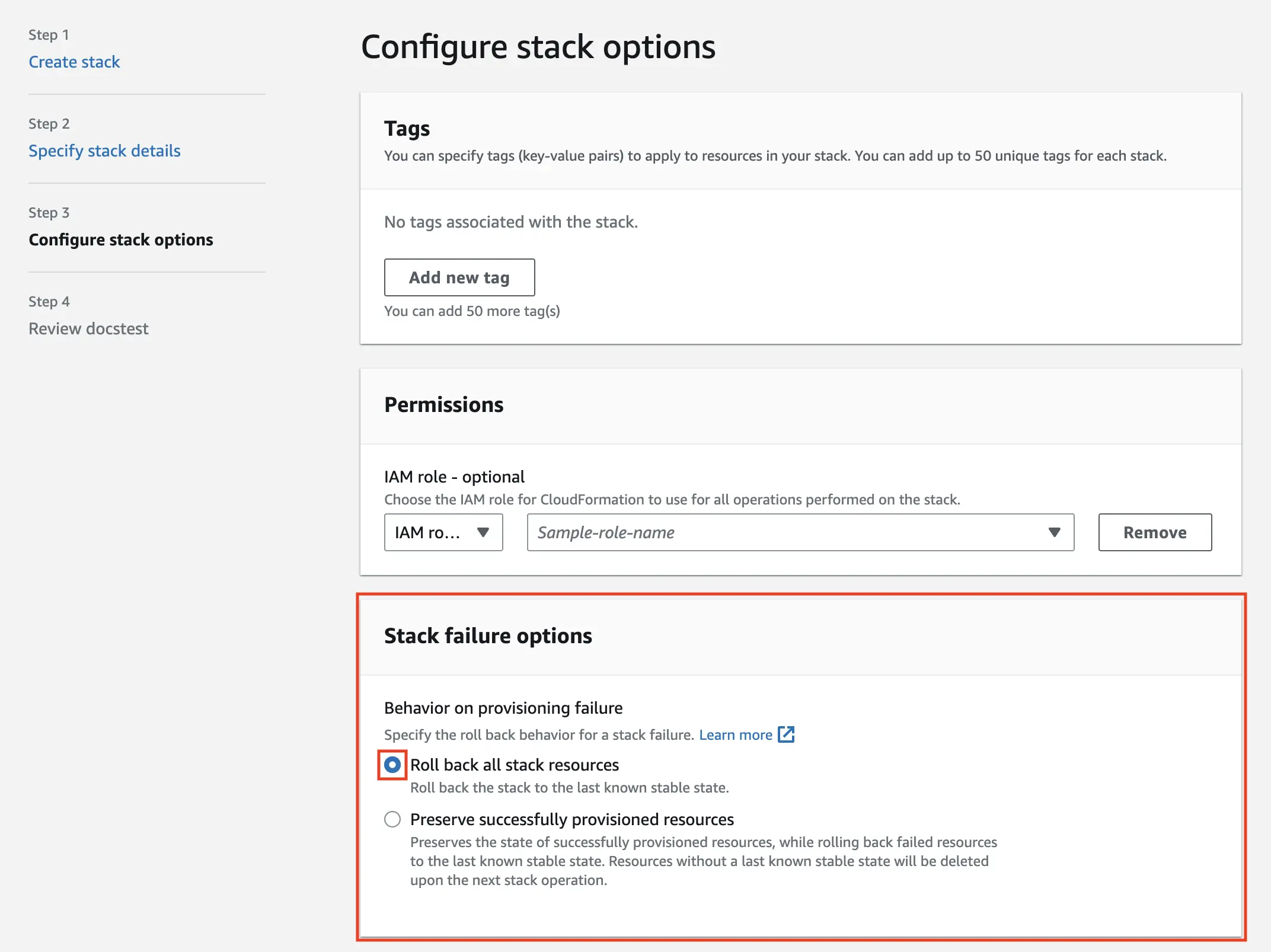 Stack Options