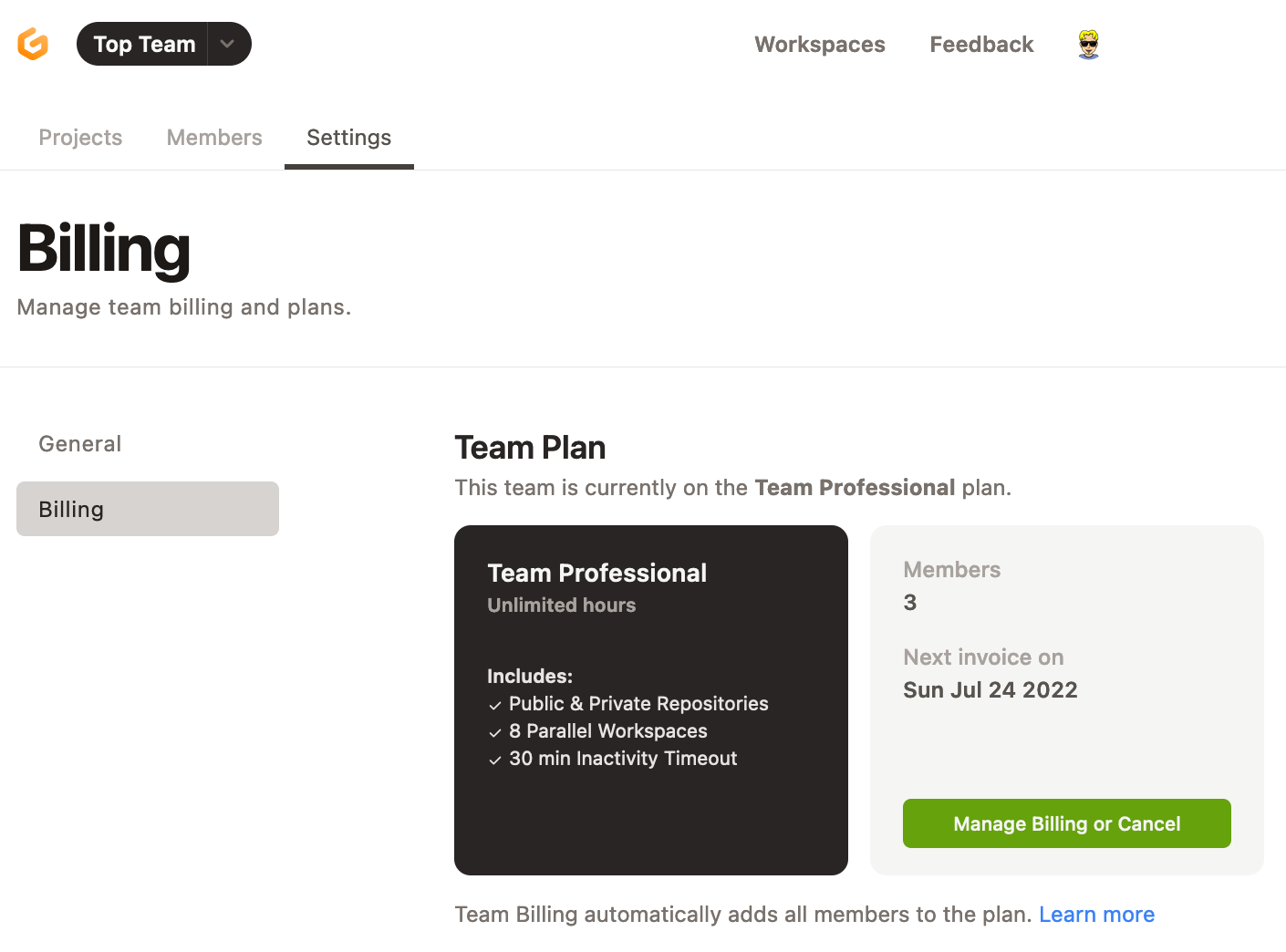 Team billing New