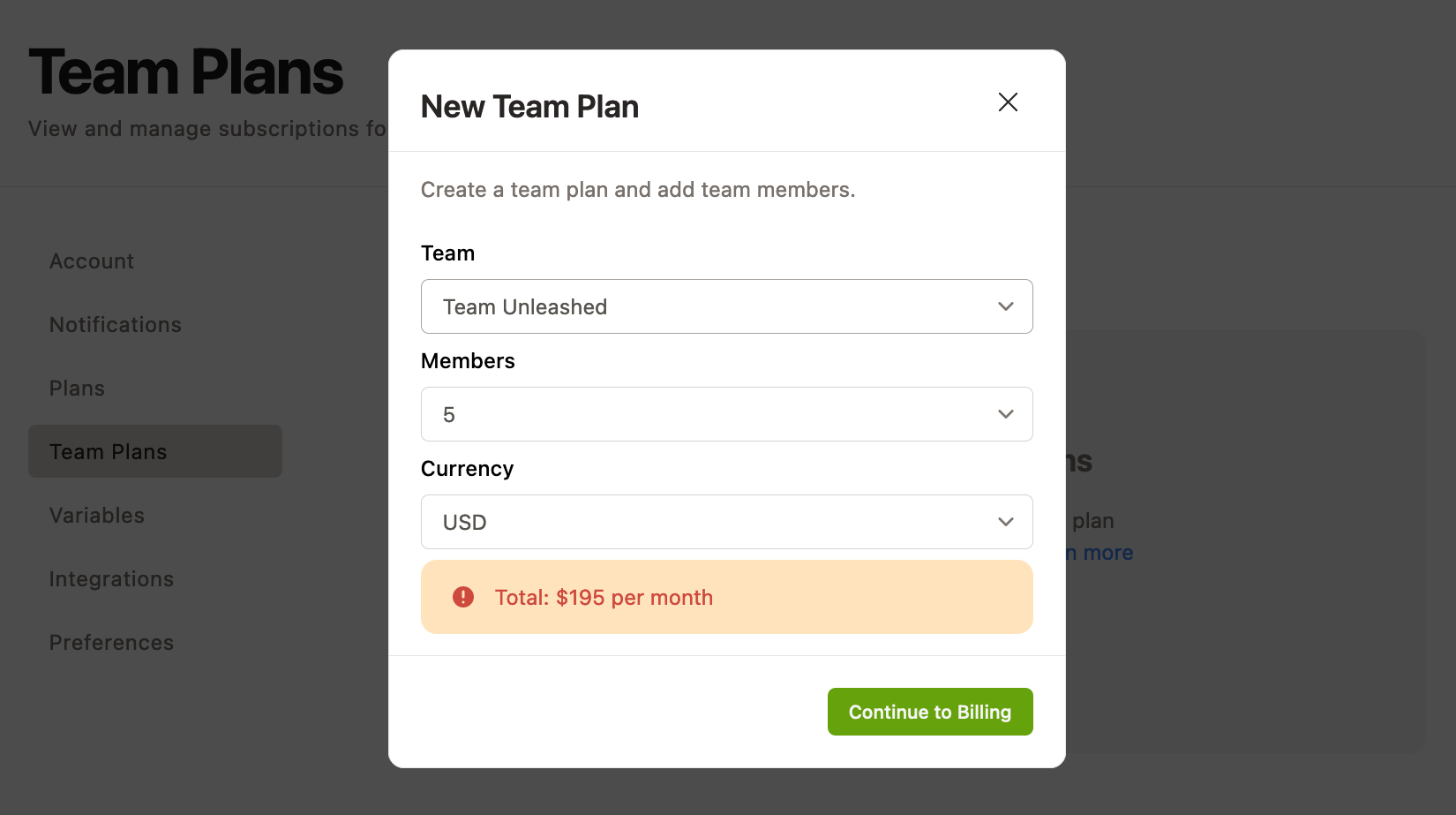 New Team Plan
