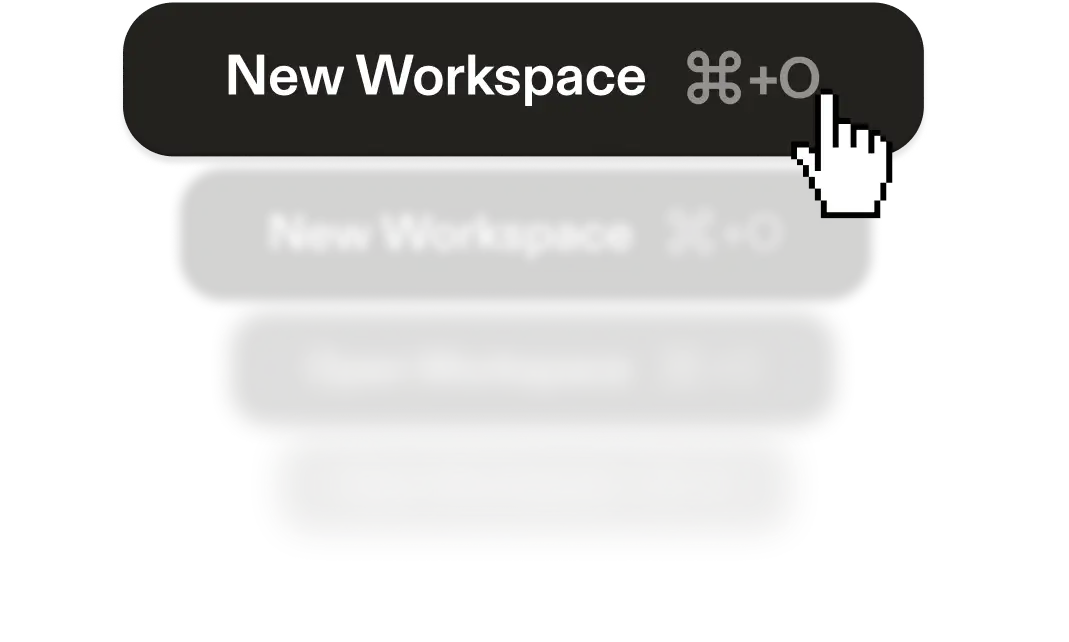 Create a workspace button mirrored and fading away.