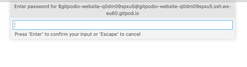 The password prompt in VS Code Desktop for the owner token