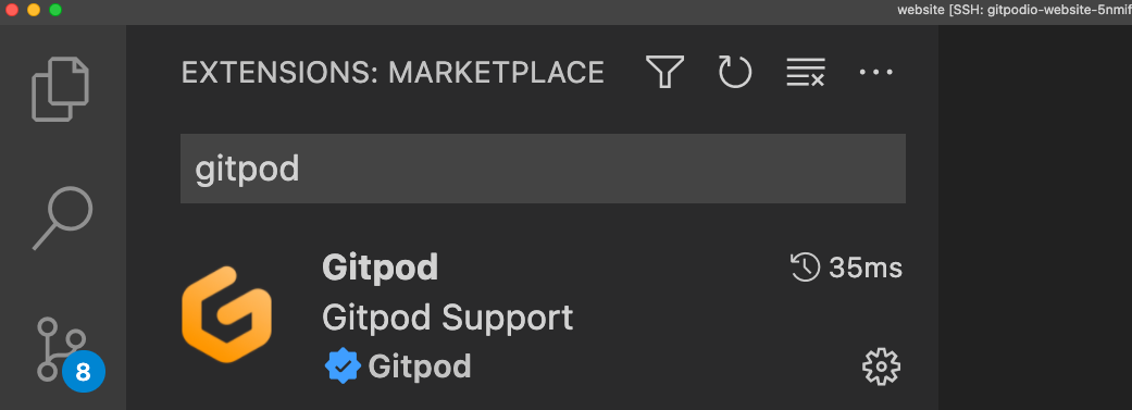 The Gitpod VS Code Desktop plugin