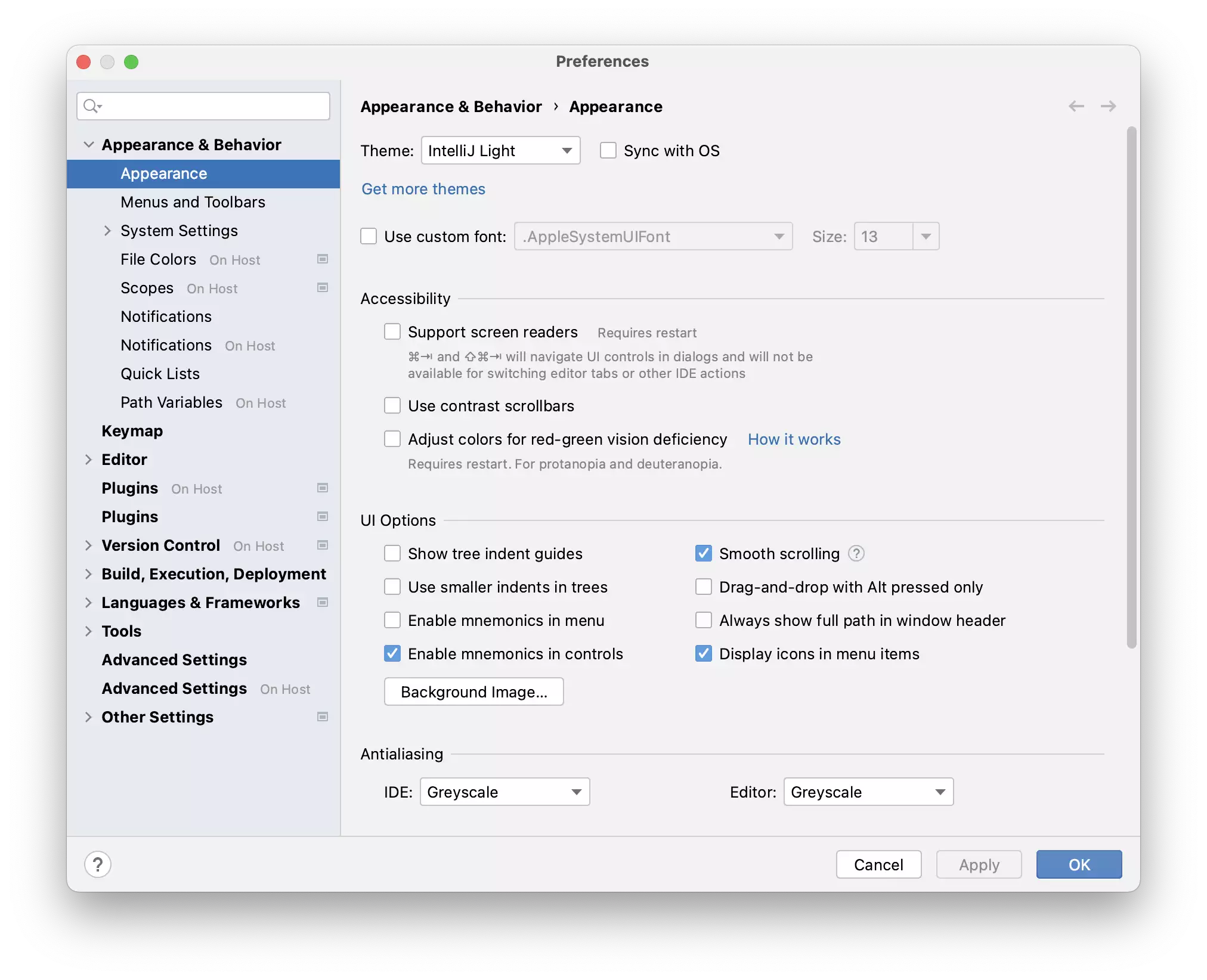 Configure IDE settings on JetBrains client