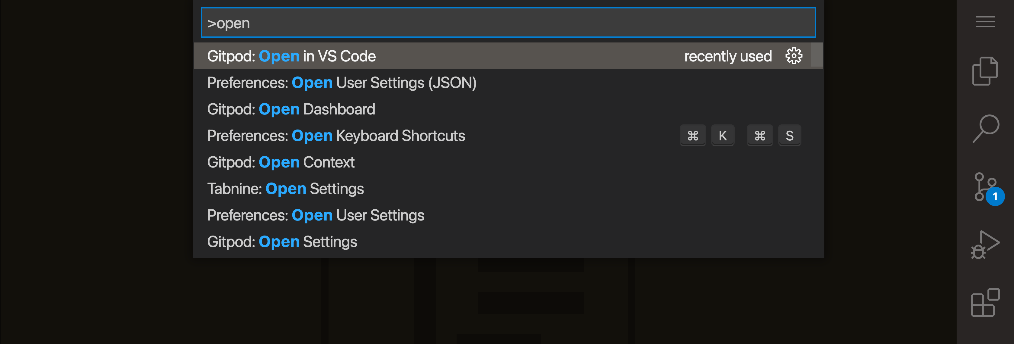 Open VS Code via the Command Palette