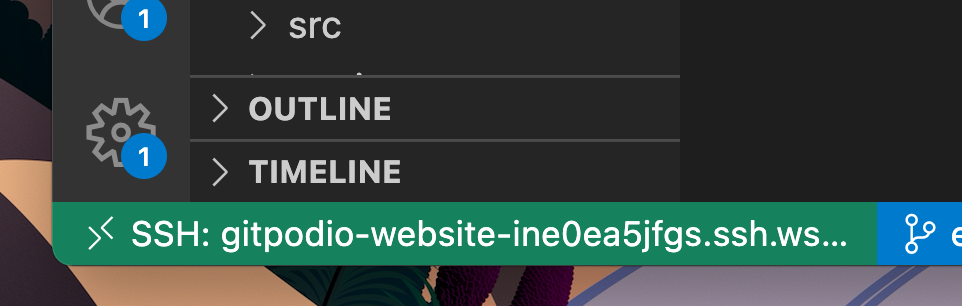 The SSH host information shown in the bottom left of VS Code Desktop