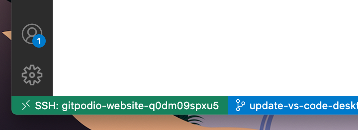 The SSH host information shown in the bottom left of VS Code Desktop