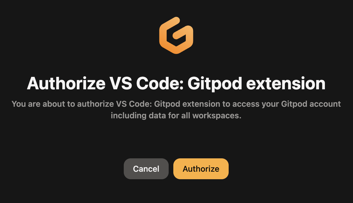 Authorize VSCode Gitpod extension