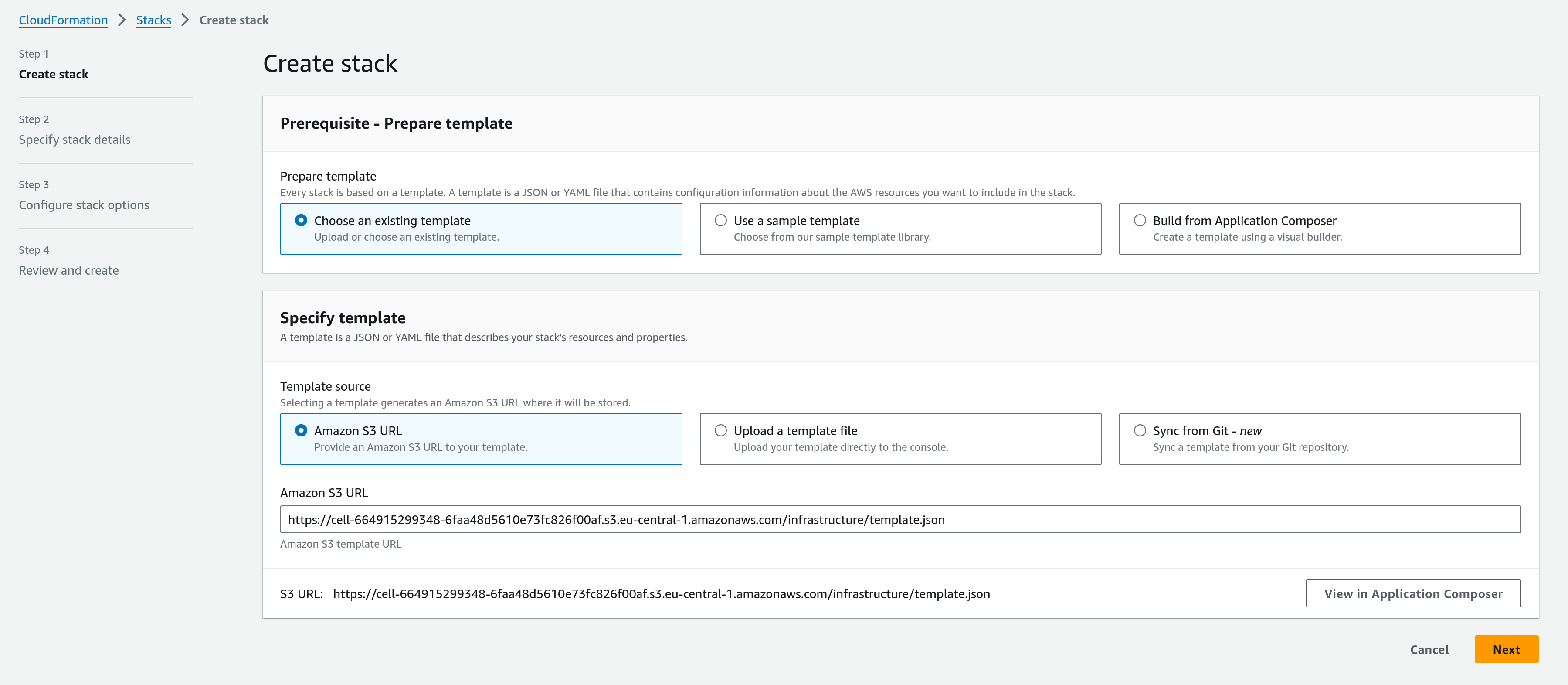 Instance template landing page