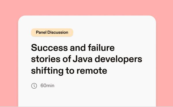 banner for a pannel discussion around java that takes 60 min